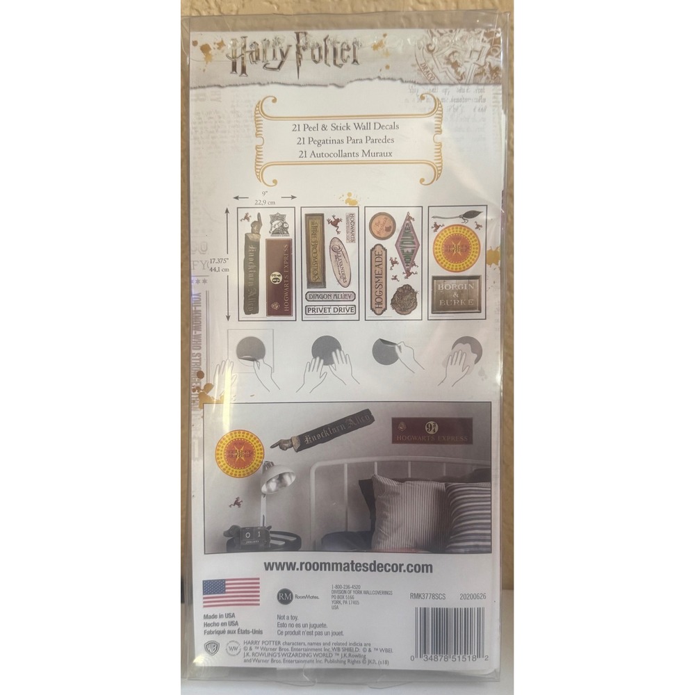 Harry Potter RoomMates Wall Decals 21 Peel & Stick Stickers RMK3778SCS New